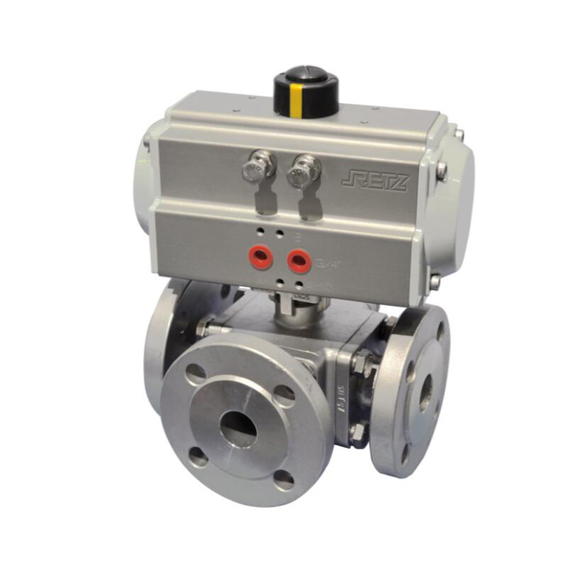 RETZ进口品质 气动法兰三通球阀
