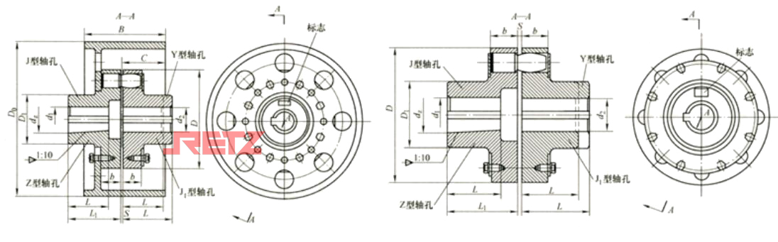 进口带制动盘弹性齿式柱销联轴器结构图.jpg